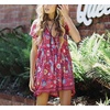 image:imageRVivimos Womens Short Sleeve Floral Print V Neck Cotton Tunic DressRed