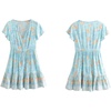 image:imageRVivimos Womens Short Sleeve Floral Print V Neck Cotton Tunic DressSkyblue