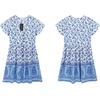 image:imageRVivimos Womens Short Sleeve Floral Print V Neck Cotton Tunic DressWhite Blue