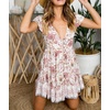 image:imageRVivimos Womens Short Sleeve Floral Print V Neck Cotton Tunic DressWhite Pink