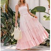 image:imageRVivimos Womens Summer Cotton Adjustable Straps Stripe Casual Flowy A Line Maxi Pockets DressPinkstripe