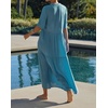 image:imageRVivimos Womens Summer Cotton Flowy Maxi Dress Short Sleeve V Neck Empire Waist Boho Tiered Ruffle Casual Loose Long DressesBlue