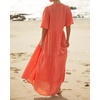image:imageRVivimos Womens Summer Cotton Flowy Maxi Dress Short Sleeve V Neck Empire Waist Boho Tiered Ruffle Casual Loose Long DressesCoralorange
