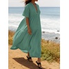 image:imageRVivimos Womens Summer Cotton Flowy Maxi Dress Short Sleeve V Neck Empire Waist Boho Tiered Ruffle Casual Loose Long DressesGreen