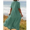 image:imageRVivimos Womens Summer Cotton Flowy Maxi Dress Short Sleeve V Neck Empire Waist Boho Tiered Ruffle Casual Loose Long DressesGreen