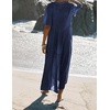 image:imageRVivimos Womens Summer Cotton Flowy Maxi Dress Short Sleeve V Neck Empire Waist Boho Tiered Ruffle Casual Loose Long DressesNavyblue