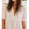 image:imageRVivimos Womens Summer Cotton Flowy Maxi Dress Short Sleeve V Neck Empire Waist Boho Tiered Ruffle Casual Loose Long DressesWhite