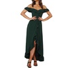 image:imageRVivimos Womens Summer Cotton Off Shoulder Ruffled Ruched Flowy Maxi Dress with SplitDarkgreen