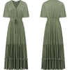 image:imageRVivimos Womens Summer Cotton Short Sleeve V Neck Floral Print Casual Bohemian Midi DressesArmygreen