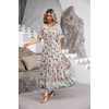 image:imageRVivimos Womens Summer Cotton Short Sleeve V Neck Floral Print Casual Bohemian Midi DressesBeigeblue