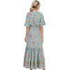image:imageRVivimos Womens Summer Cotton Short Sleeve V Neck Floral Print Casual Bohemian Midi DressesGreen2