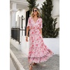 image:imageRVivimos Womens Summer Cotton Short Sleeve V Neck Floral Print Casual Bohemian Midi DressesPinkfloral