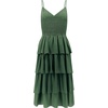 image:imageRVivimos Womens Summer Cotton Spaghetti Straps VNeck Layered Ruffle Hem Boho Swing Midi DressArmygreen