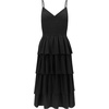 image:imageRVivimos Womens Summer Cotton Spaghetti Straps VNeck Layered Ruffle Hem Boho Swing Midi DressBlack