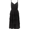 image:imageRVivimos Womens Summer Cotton Spaghetti Straps VNeck Layered Ruffle Hem Boho Swing Midi DressBlack