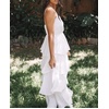 image:imageRVivimos Womens Summer Cotton Spaghetti Straps VNeck Layered Ruffle Hem Boho Swing Midi DressWhite