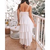 image:imageRVivimos Womens Summer Cotton Spaghetti Straps VNeck Layered Ruffle Hem Boho Swing Midi DressWhite