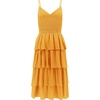 image:imageRVivimos Womens Summer Cotton Spaghetti Straps VNeck Layered Ruffle Hem Boho Swing Midi DressYellow