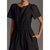 image:imageRVivimos Womens Summer Cotton V Neck Short Sleeve Boho Floral Print Elastic Smocked Waist ALine Midi Dress with PocketsBlack