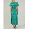 image:imageRVivimos Womens Summer Cotton V Neck Short Sleeve Boho Floral Print Elastic Smocked Waist ALine Midi Dress with PocketsGreenfloral