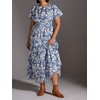 image:imageRVivimos Womens Summer Cotton V Neck Short Sleeve Boho Floral Print Elastic Smocked Waist ALine Midi Dress with PocketsLightbluefloral