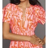 image:imageRVivimos Womens Summer Cotton V Neck Short Sleeve Boho Floral Print Elastic Smocked Waist ALine Midi Dress with PocketsPinkfloral