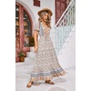 image:imageRVivimos Womens Summer Floral Print Cotton Short Sleeve Flowy DressBeige