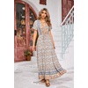 image:imageRVivimos Womens Summer Floral Print Cotton Short Sleeve Flowy DressBeige