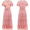 image:imageRVivimos Womens Summer Floral Print Cotton Short Sleeve Flowy DressBlush