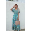 image:imageRVivimos Womens Summer Floral Print Cotton Short Sleeve Flowy DressGreen