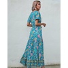image:imageRVivimos Womens Summer Floral Print Cotton Short Sleeve Flowy DressGreen