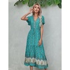 image:imageRVivimos Womens Summer Floral Print Cotton Short Sleeve Flowy DressGreen3