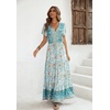 image:imageRVivimos Womens Summer Floral Print Cotton Short Sleeve Flowy DressLightgreen