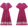 image:imageRVivimos Womens Summer Floral Print Cotton Short Sleeve Flowy DressMagenta