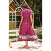 image:imageRVivimos Womens Summer Floral Print Cotton Short Sleeve Flowy DressMagenta
