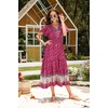 image:imageRVivimos Womens Summer Floral Print Cotton Short Sleeve Flowy DressMagenta