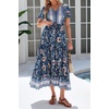 image:imageRVivimos Womens Summer Floral Print Cotton Short Sleeve Flowy DressNavy Blue