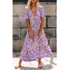 image:imageRVivimos Womens Summer Floral Print Cotton Short Sleeve Flowy DressPurple