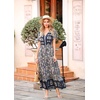 image:imageRVivimos Womens Summer Floral Print Cotton Short Sleeve Flowy DressSmoke Black
