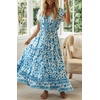 image:imageRVivimos Womens Summer Floral Print Cotton Short Sleeve Flowy DressWhiteskyblue