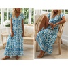 image:imageRVivimos Womens Summer Floral Print Cotton Short Sleeve Flowy DressWhiteskyblue