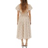 image:imageRVivimos Womens Summer Floral Print Puff Sleeves Vintage Ruffles Midi DressBeige