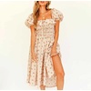 image:imageRVivimos Womens Summer Floral Print Puff Sleeves Vintage Ruffles Midi DressBeige