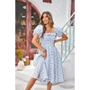 image:imageRVivimos Womens Summer Floral Print Puff Sleeves Vintage Ruffles Midi DressBlue