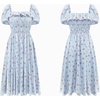 image:imageRVivimos Womens Summer Floral Print Puff Sleeves Vintage Ruffles Midi DressBlue