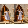 image:imageRVivimos Womens Summer Floral Print Puff Sleeves Vintage Ruffles Midi DressGray