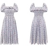 image:imageRVivimos Womens Summer Floral Print Puff Sleeves Vintage Ruffles Midi DressGray