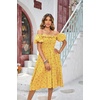 image:imageRVivimos Womens Summer Floral Print Puff Sleeves Vintage Ruffles Midi DressYellow