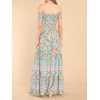 image:imageRVivimos Womens Summer Maxi OffShoulder Dresses Short Sleeve Empire Waist Boho Floral Print Casual Smocked Flowy DressesGreen