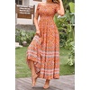 image:imageRVivimos Womens Summer Maxi OffShoulder Dresses Short Sleeve Empire Waist Boho Floral Print Casual Smocked Flowy DressesOrange